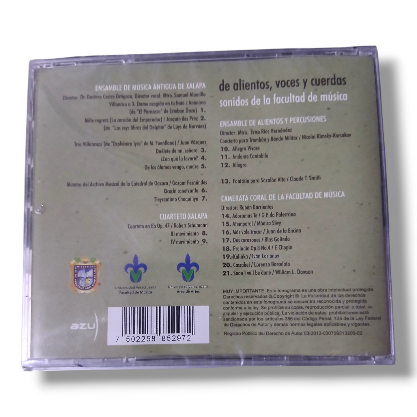 CD Disco Compacto De Alientos, Voces y Cuerdas Sonidos De la Facultad De Música
