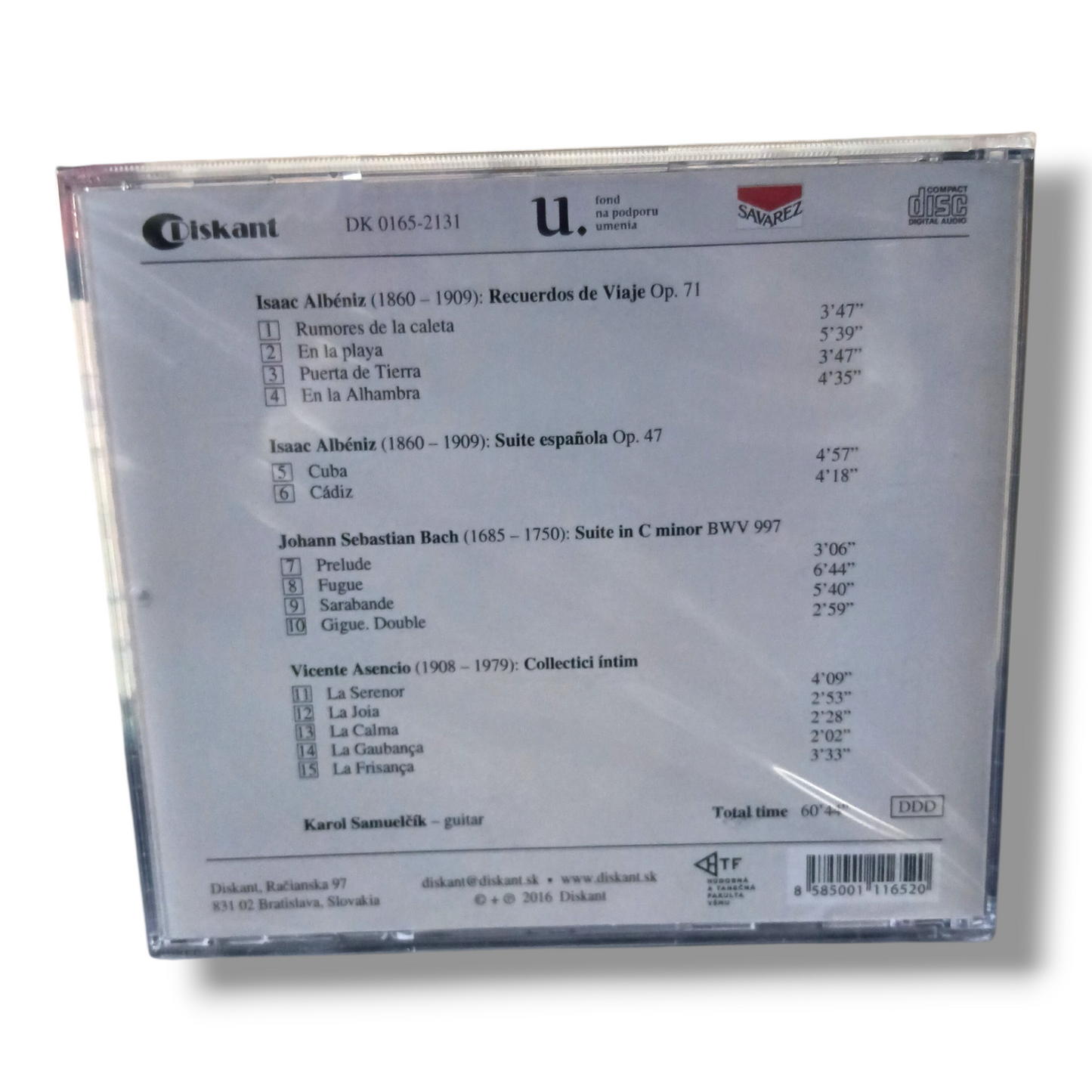 CD Disco Compacto Albéniz Bach Asencio Karol Samuelčík