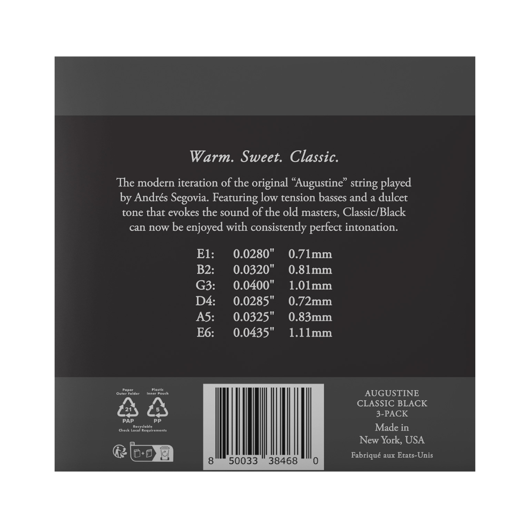 3 Pack Augustine Classic Black Tensión Baja