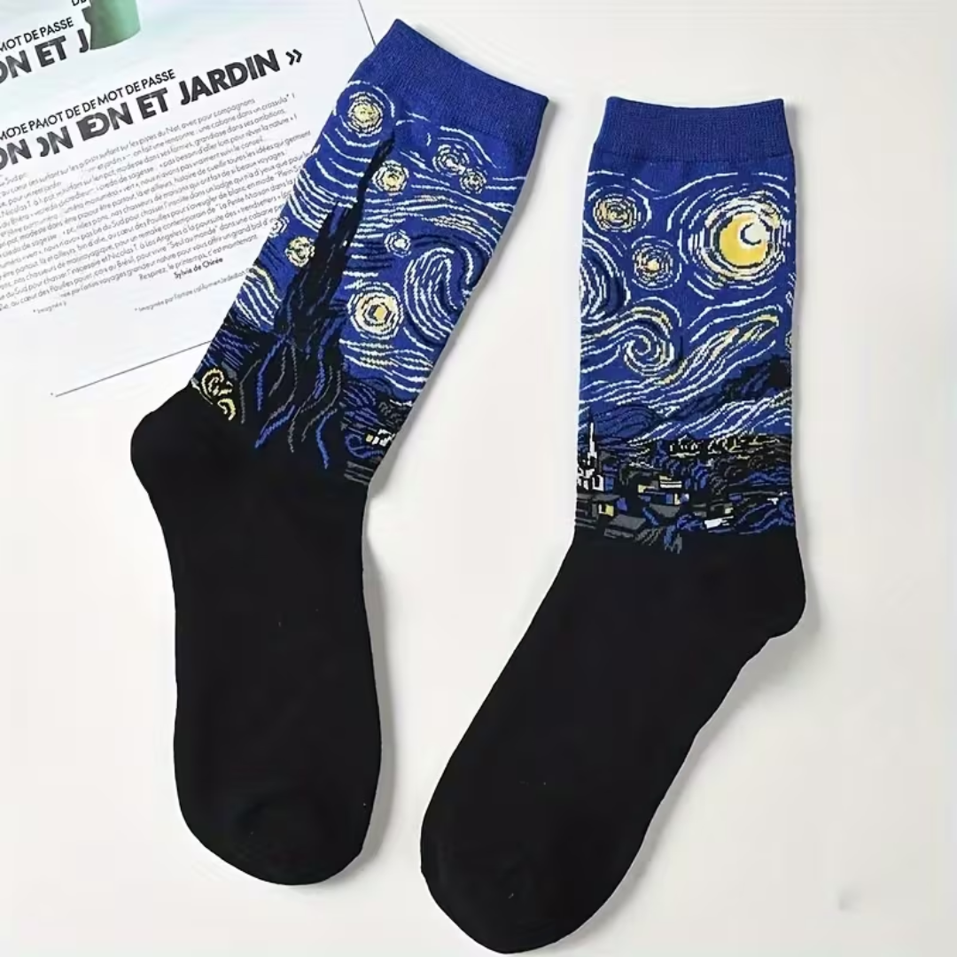 Par de Calcetines Pintura La Noche Estrellada