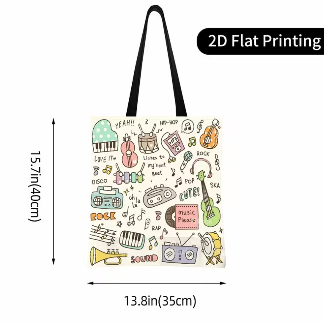 Bolsa Tipo Tote Bag Diferentes Intrumentos Musicales