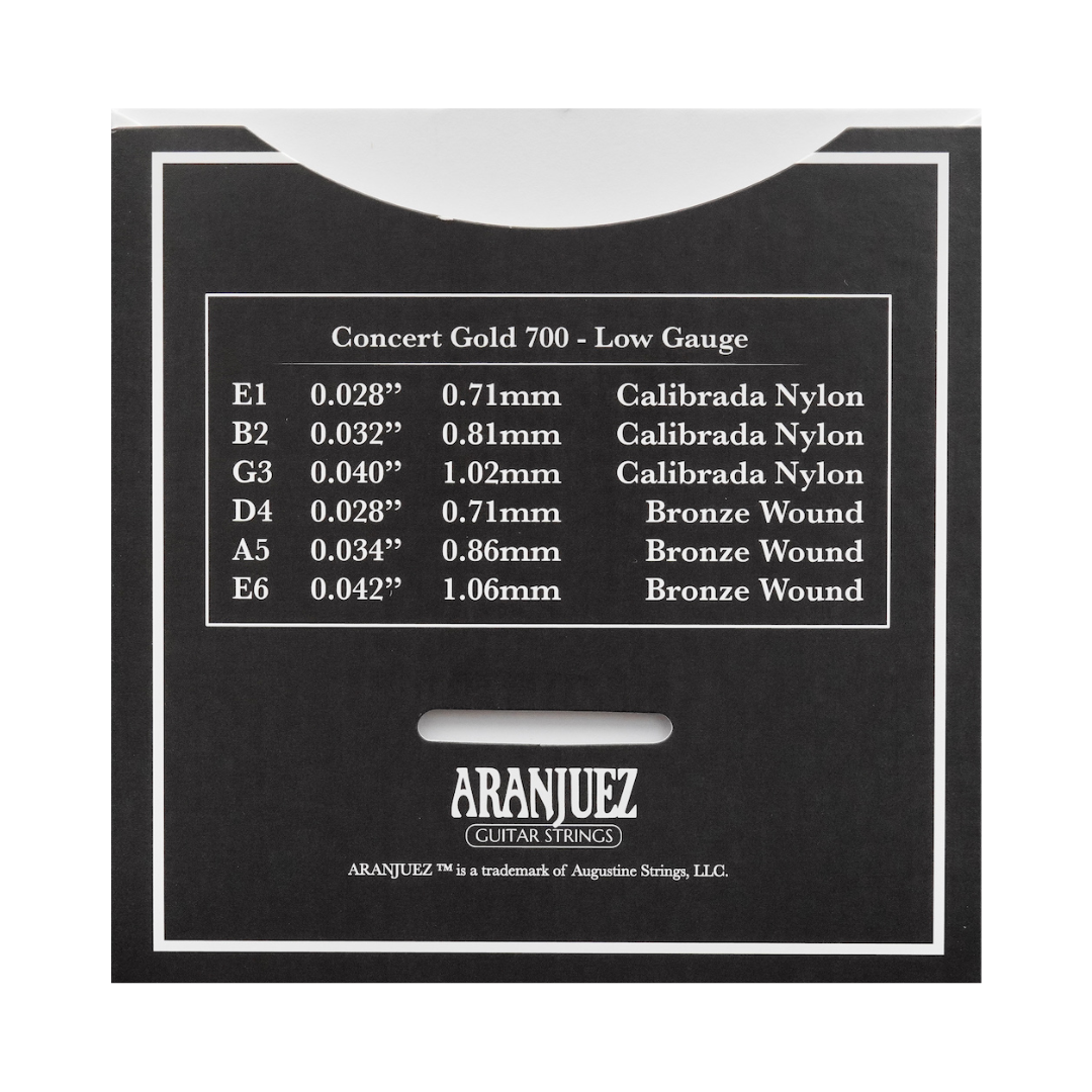 Aranjuez Set 700 Cuerdas Para Guitarra Clásica Doradas Tensión Baja