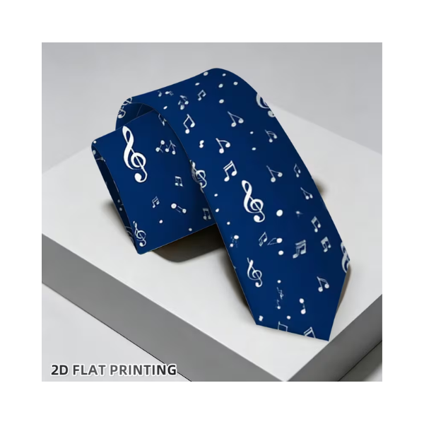 Corbata Azul Diseño Notas Musicales
