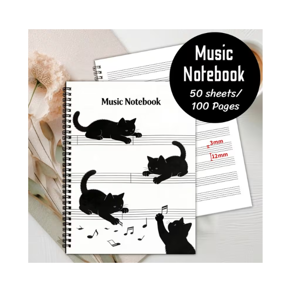 Cuaderno Pautado A4 Diseño Gatos Negros 50 Hojas