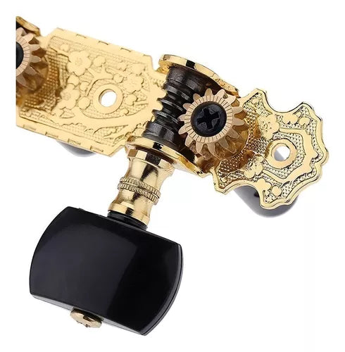 Maquinaria Dorada Para Guitarra Clásica Clavija Negra Sin Lira Selene Orus AOS-020B3