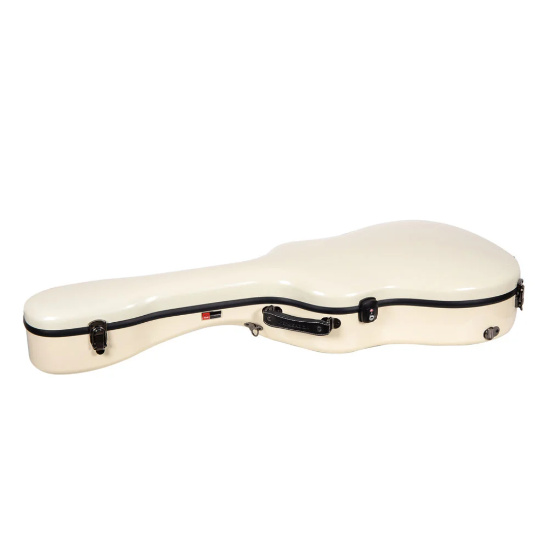 Estuche Crossrock Fibra de Vidrio Para Guitarra Acústica Dreadnought Color Marfil