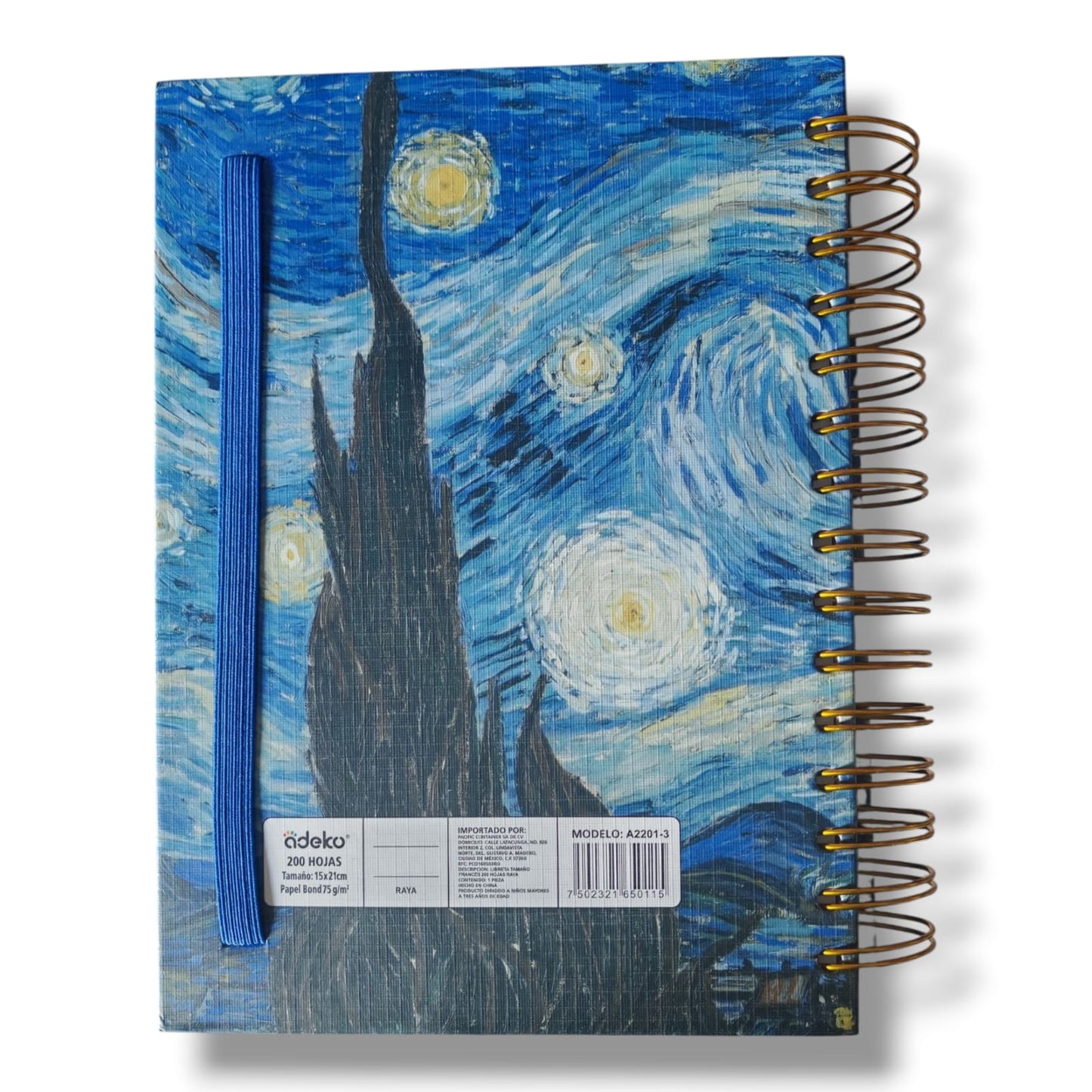 Libreta de Rayas Espiral Para Anotaciones La Noche Estrellada