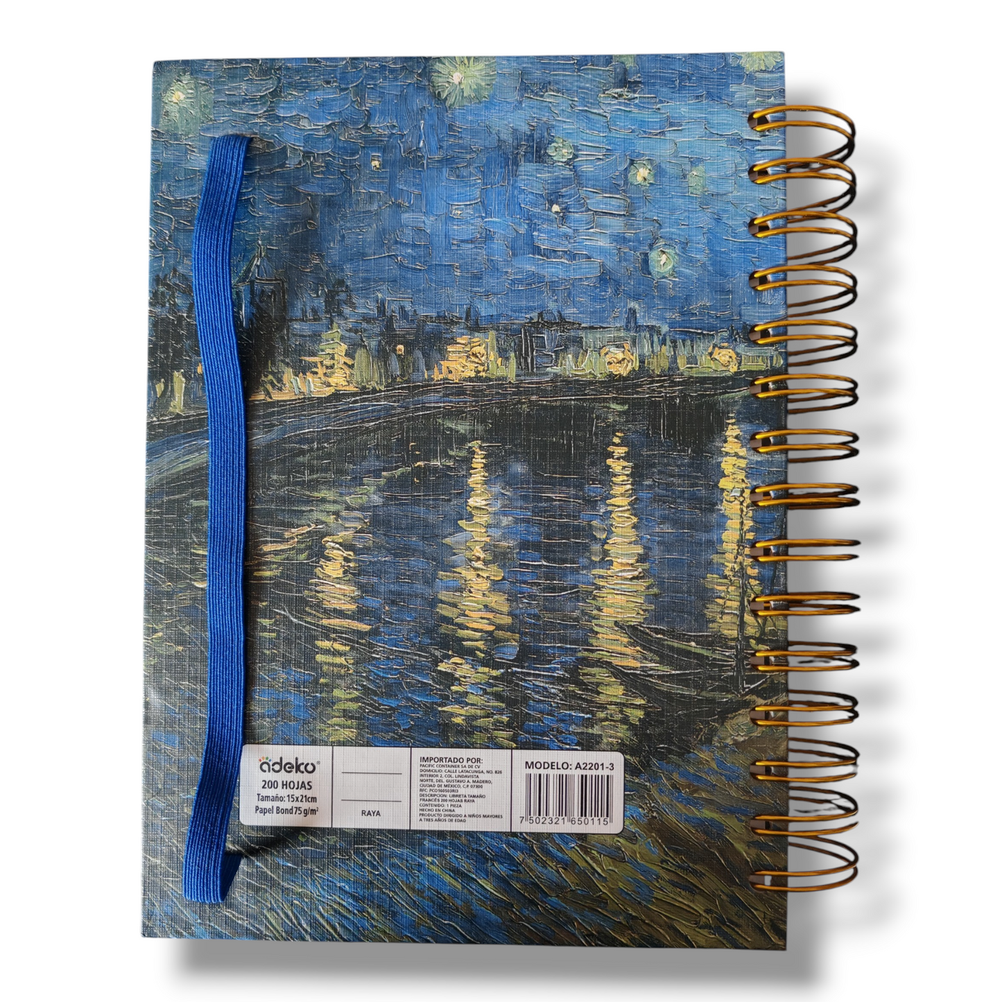 Libreta de Anotaciones Espiral Noche Estrellada Sobre el Ródano