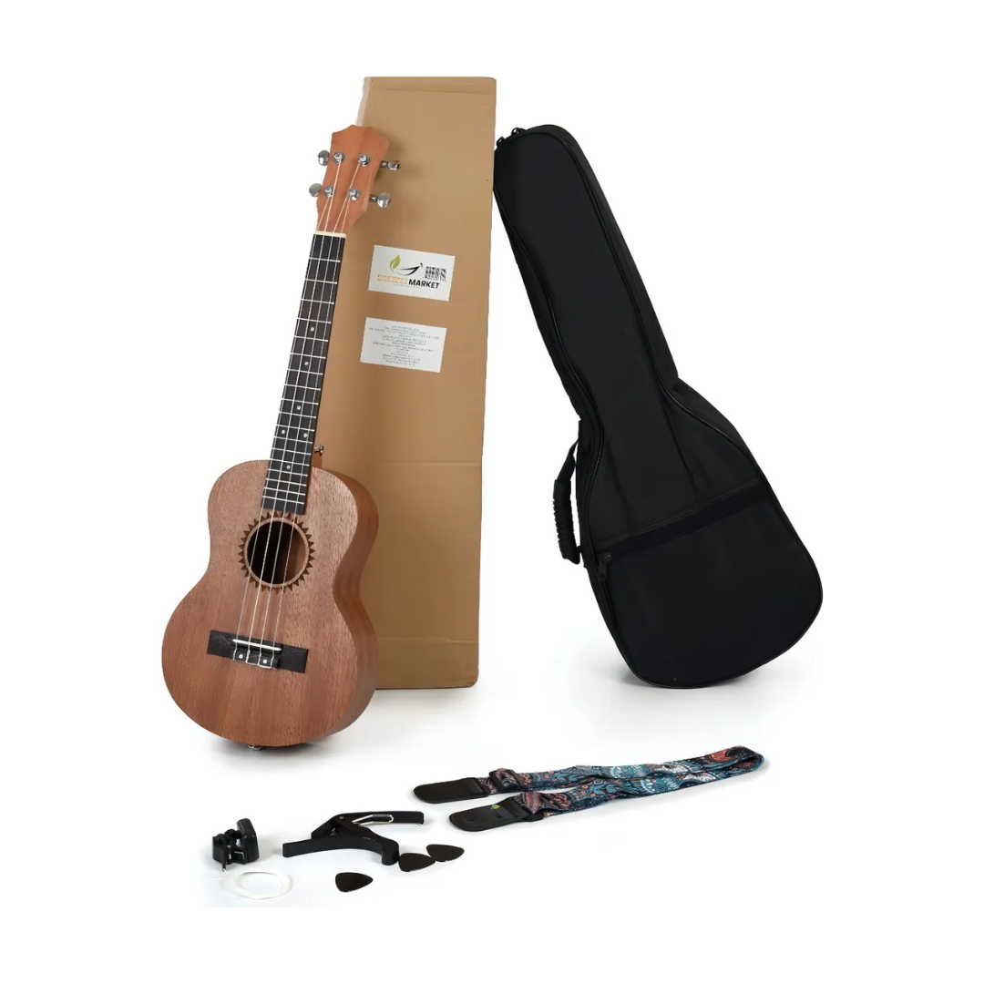 Breezee Ukelele Tenor De Madera De Caoba Con Funda y Accesorios