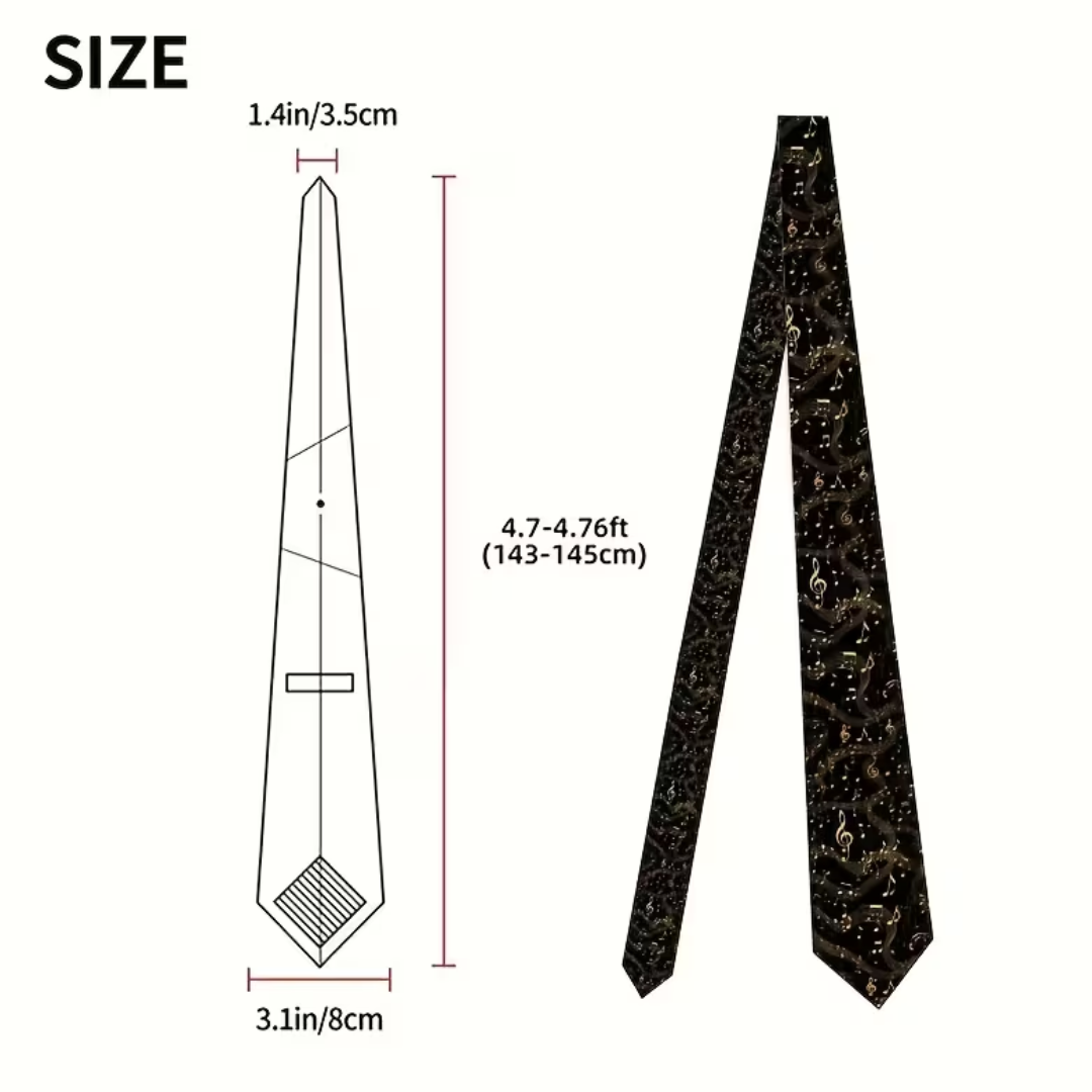 Corbata Negra Con Dorado Diseño Músical