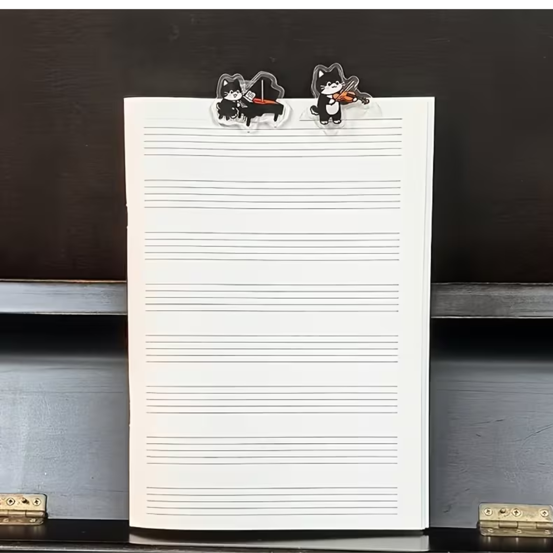 Paquete de Pinzas Para Partitura Gatitos Músicos
