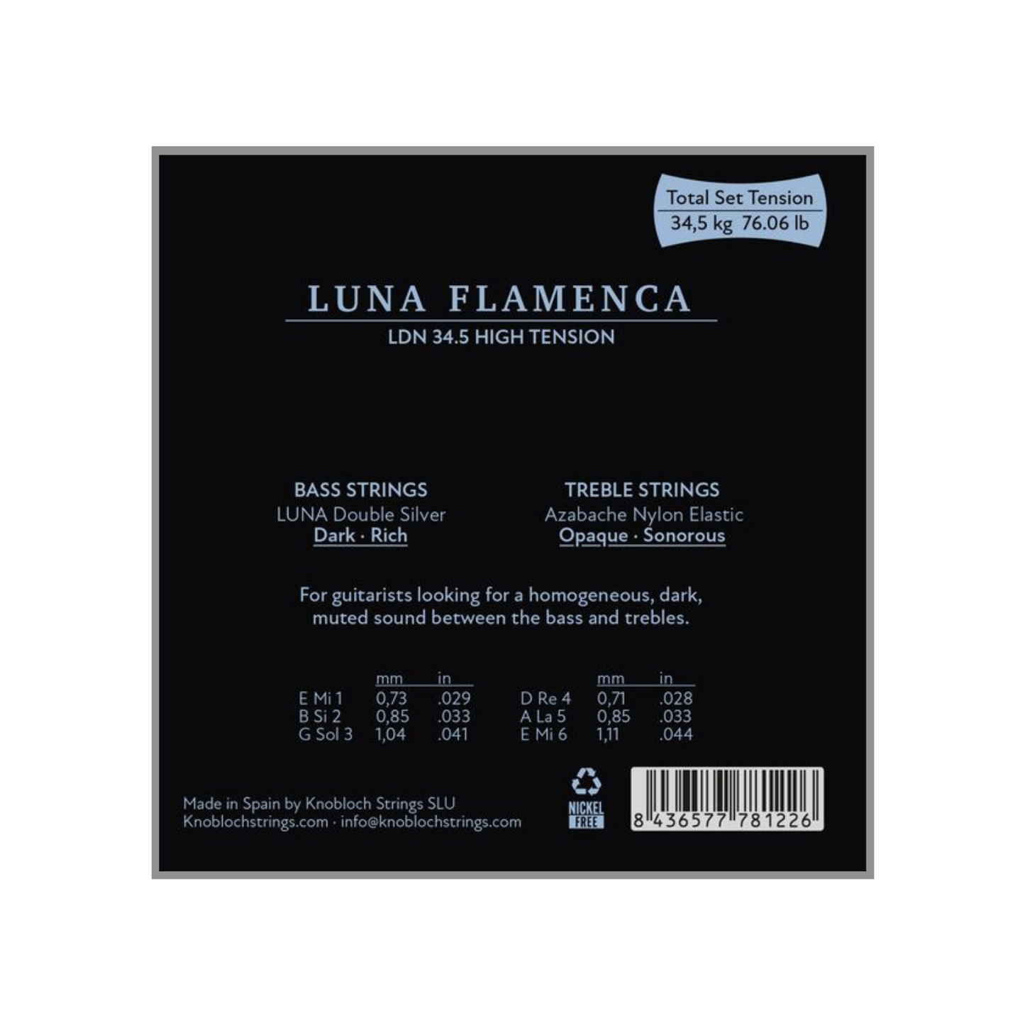 Knobloch Flamenco Guitar Strings AZ Nylon LDA 34.5