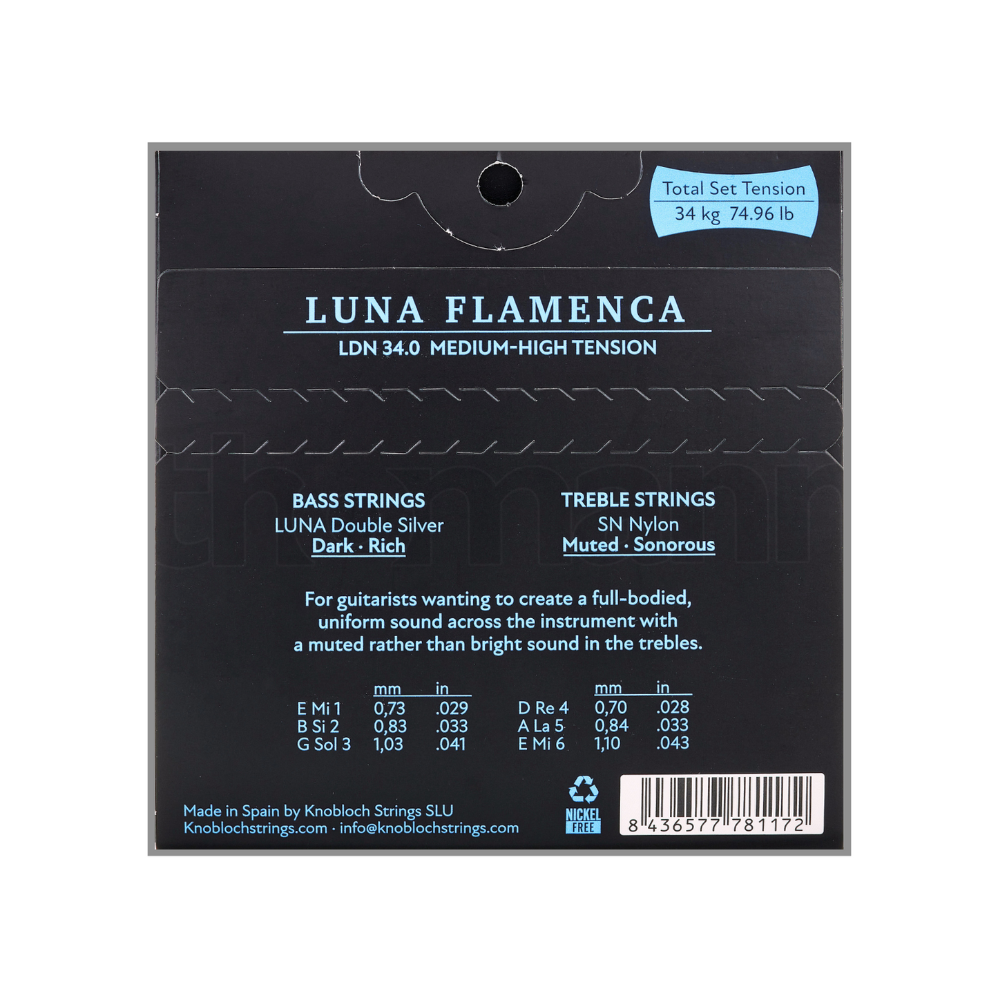 Knobloch Flamenco Guitar Strings SN Nylon LDN 34