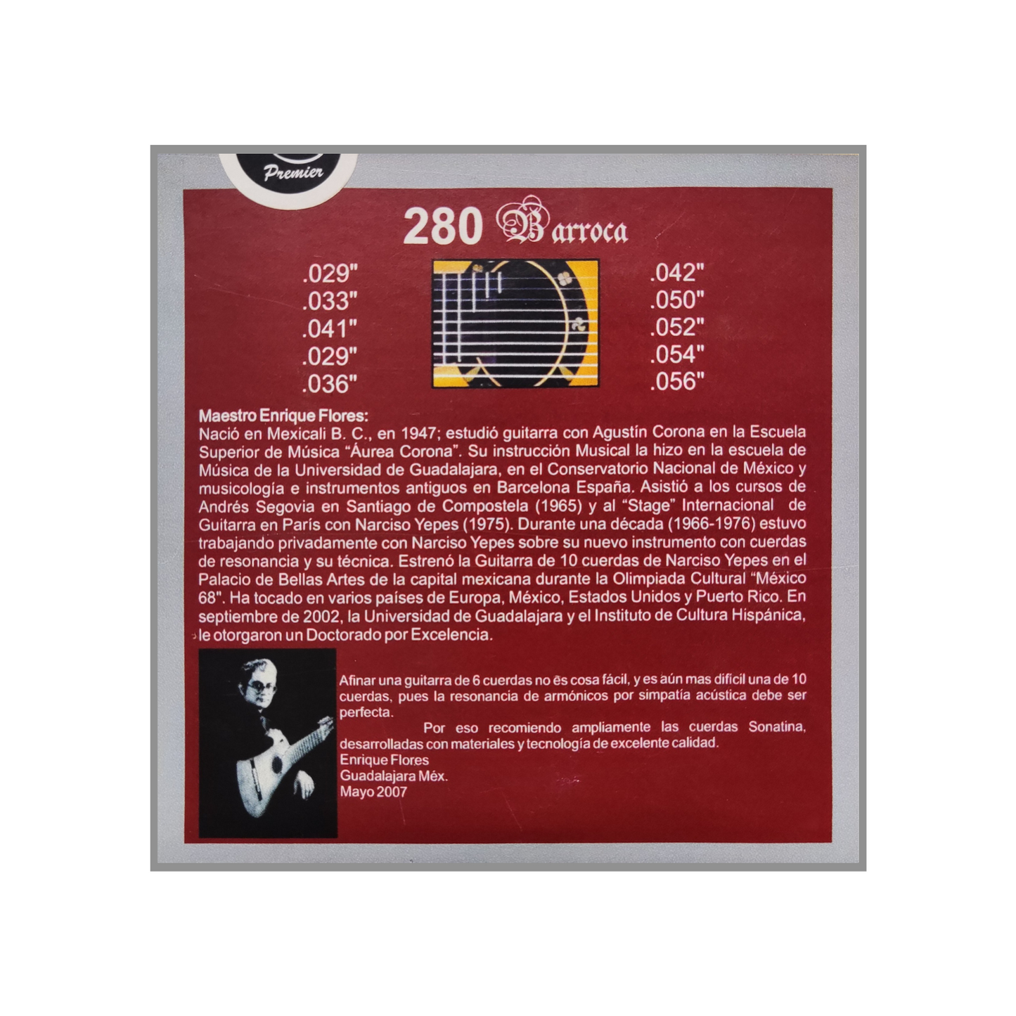 Sonatina Premier 280 Juego 10 Cuerdas Nylon Titanio Tensión Media