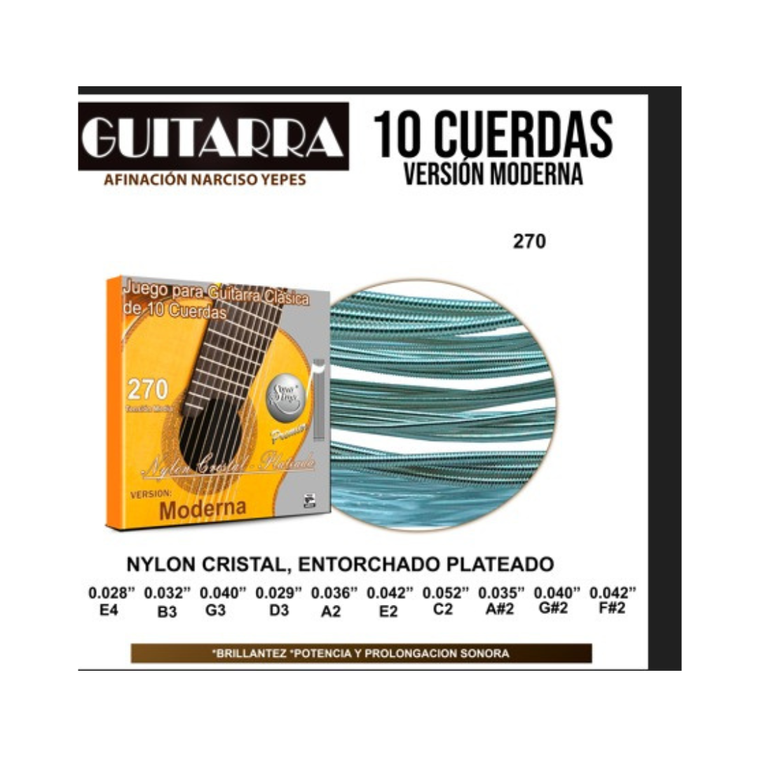 Sonatina Premier 270 Juego 10 Cuerdas Nylon Tensión Media