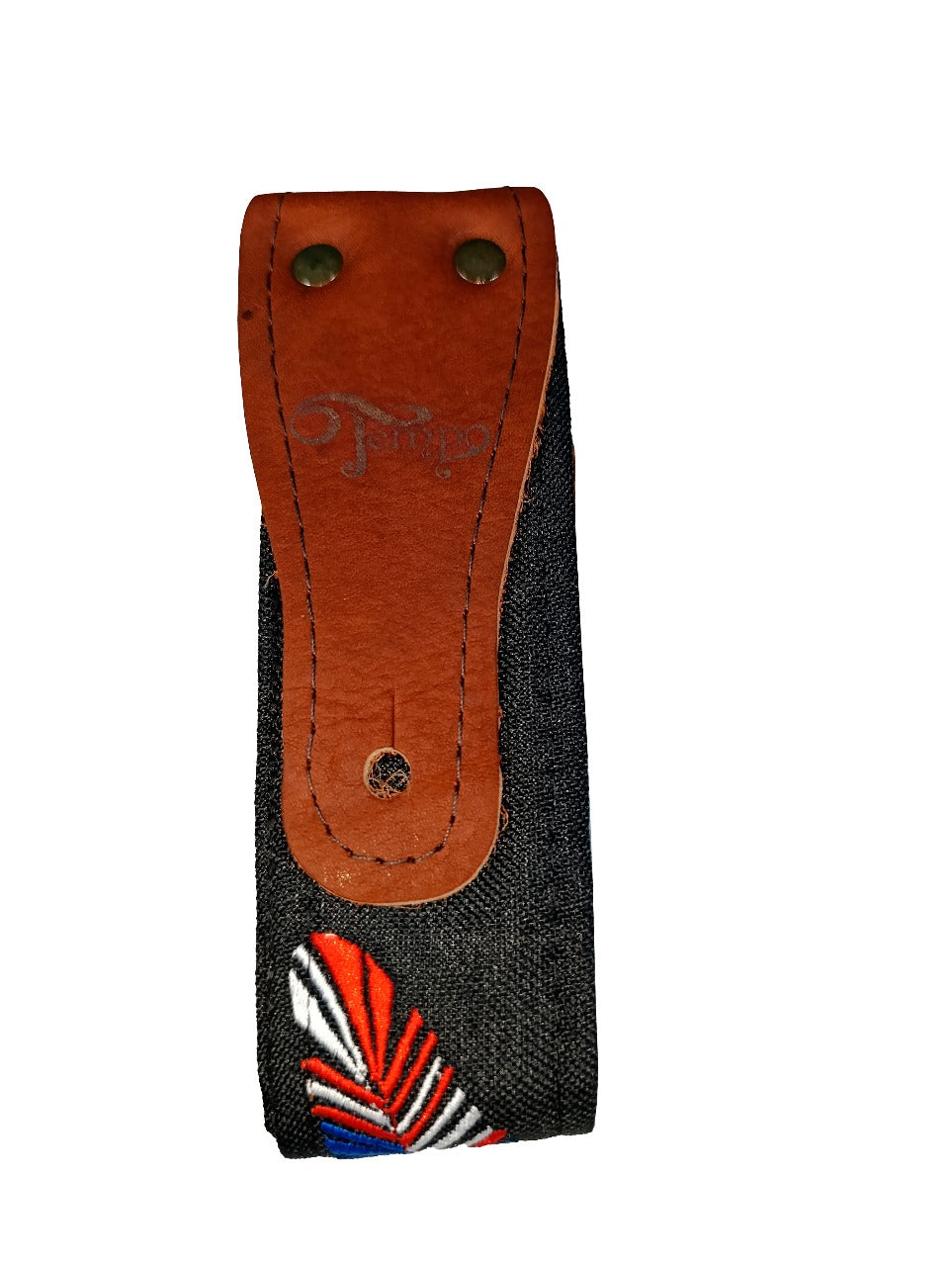 Correa Strap Tempo Mezclilla Negra Bordado Pluma