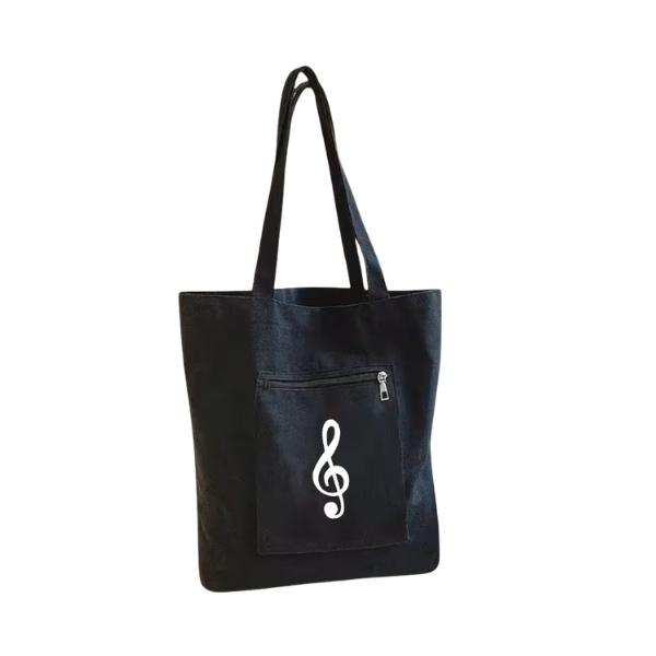 Tote Bag con Clave de Sol Estampada