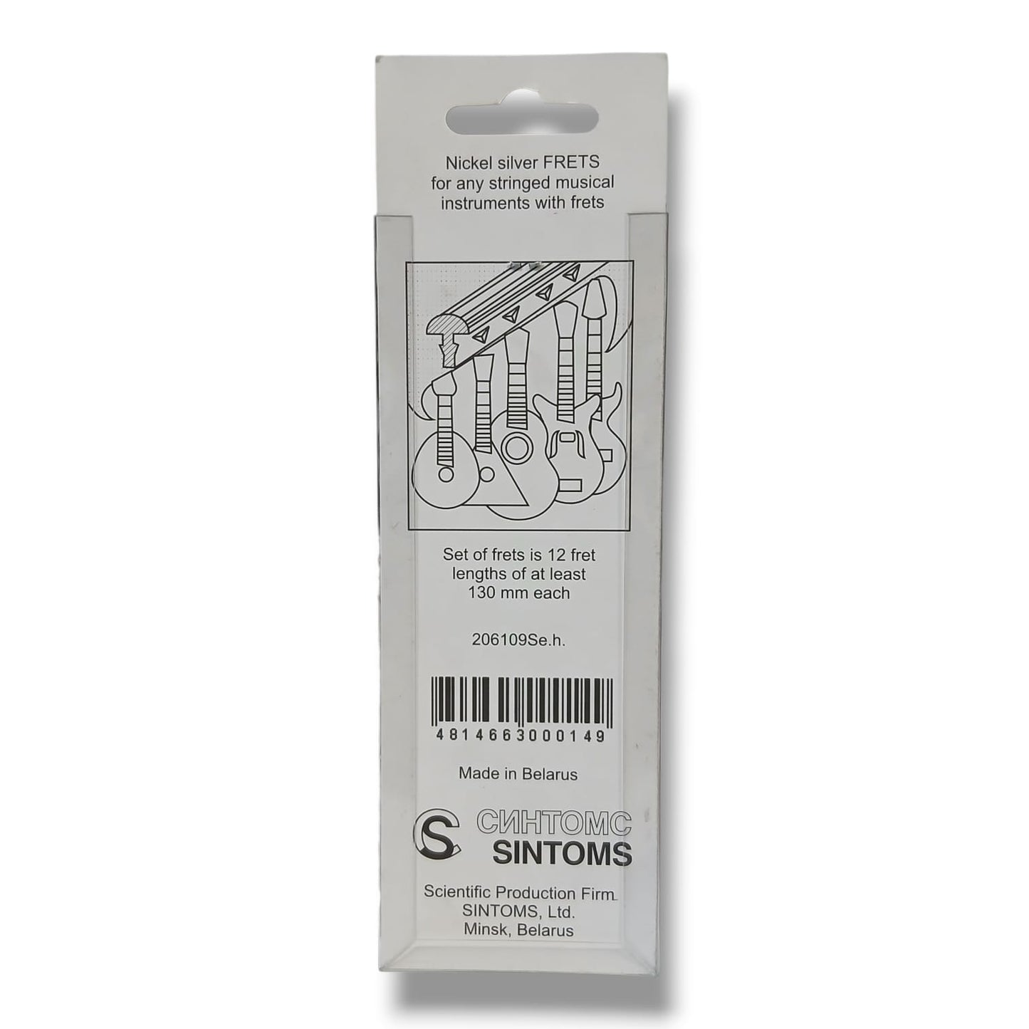 SINTOMS 206109Se.h. Blister con 12 Varillas de Trastes Curvados 2.0 mm Nickel Silver 18% Extra Hard