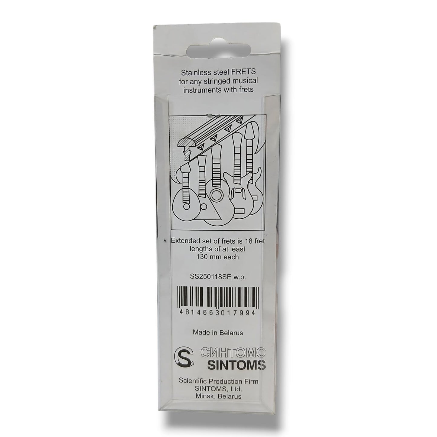SINTOMS SS250118SEw.p. Blister con 18 Varillas Trastes Curvados Sintoms 2.5 mm Acero Inoxidable