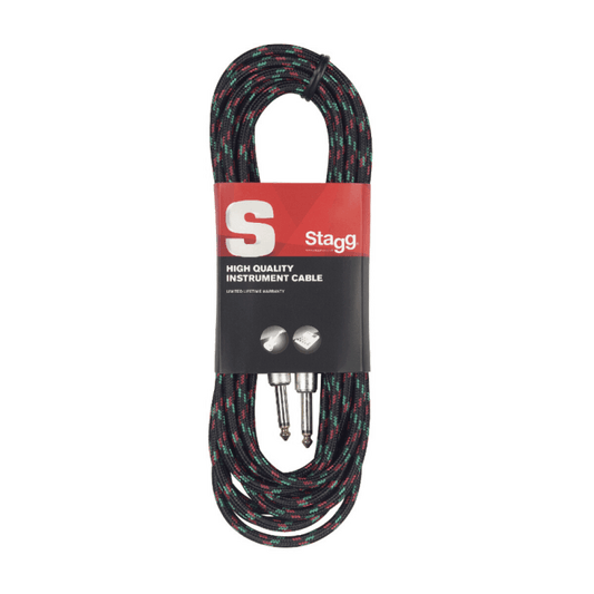 Cable de Instrumento Tela Tweed Reforzado Stagg Color Negro 3 metros