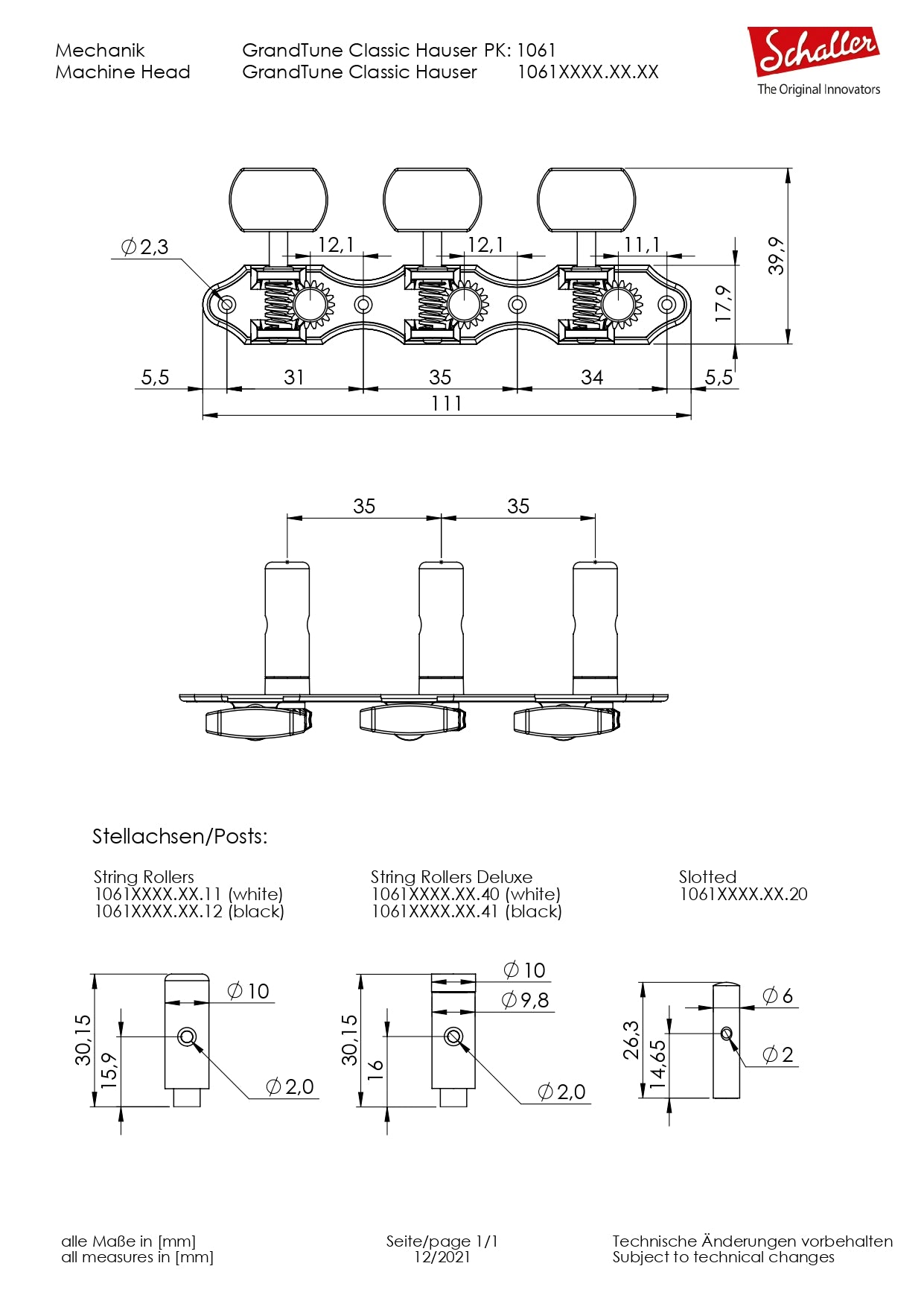 Maquinaria Schaller GrandTune Hauser Negro Mate 1061