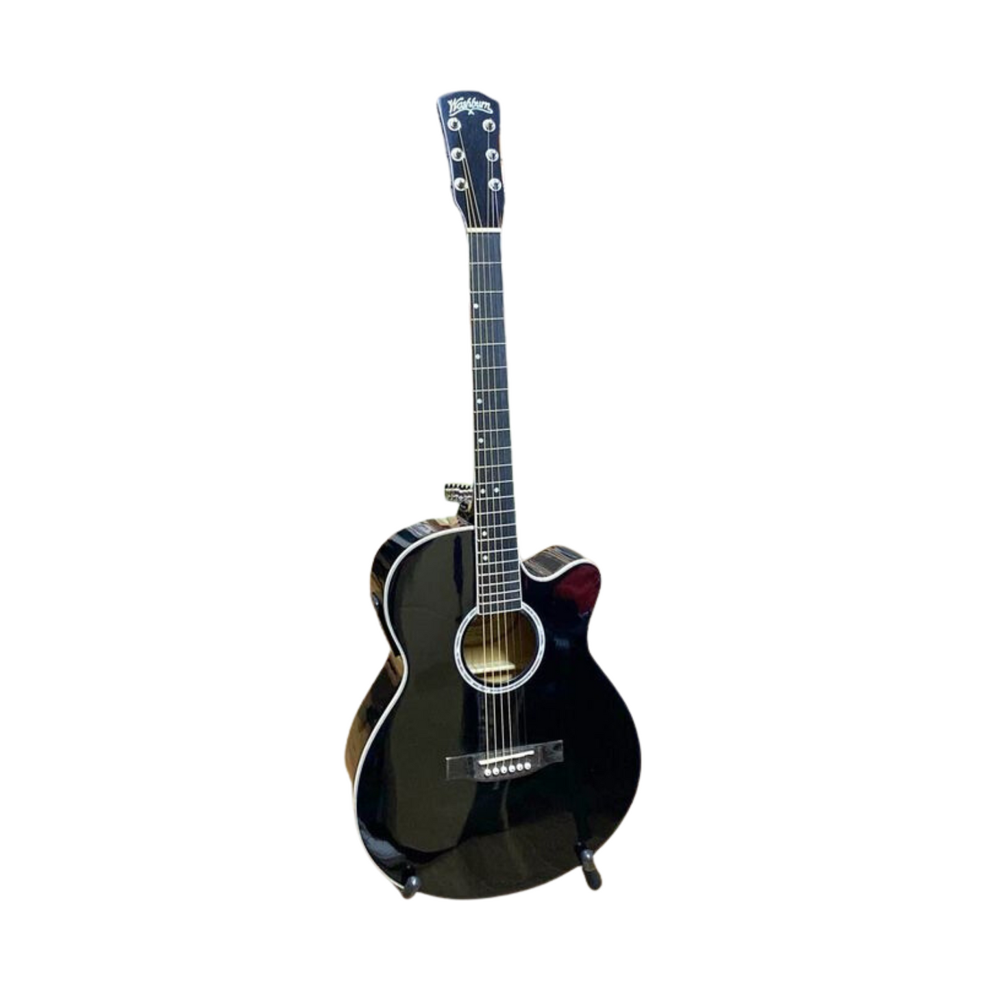 Guitarra Electroacústica Washburn Negra Paquete WA45CEPAK Cuerdas Metalicas