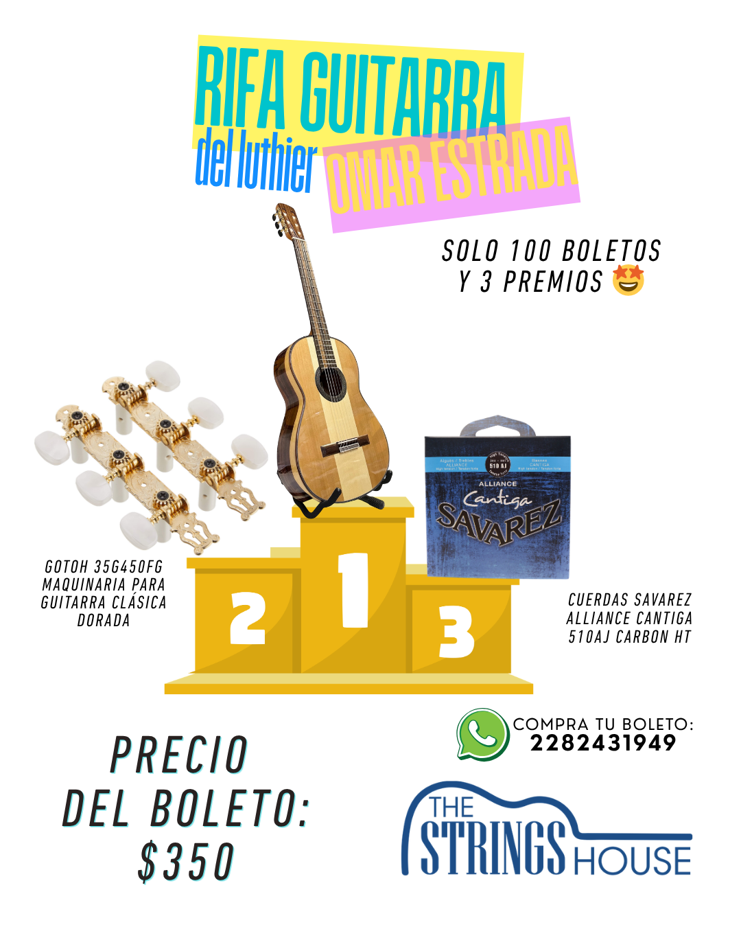Boleto Para RIFA de Guitarra de Concierto Modelo Duvalín del Luthier Omar Estrada