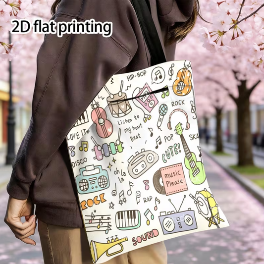 Bolsa Tipo Tote Bag Diferentes Intrumentos Musicales