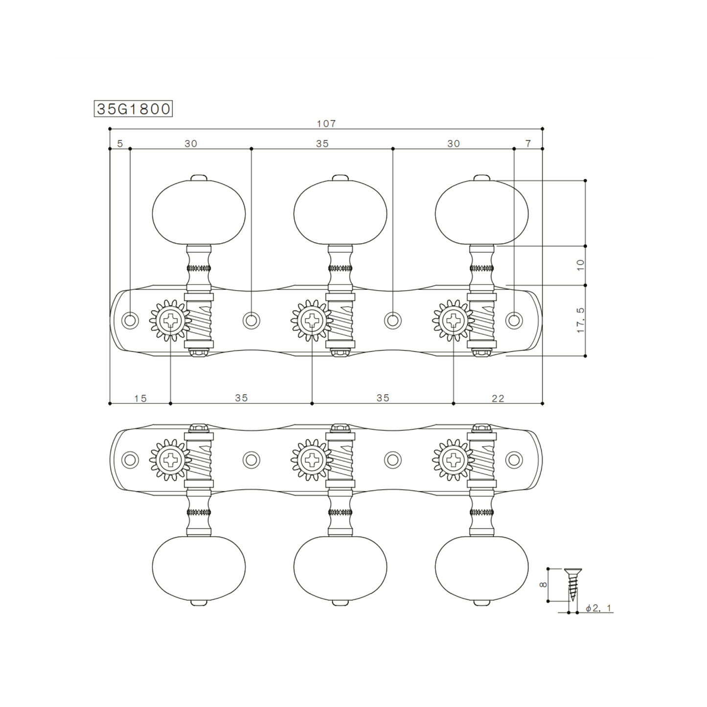 Maquinaria Para Guitarra Clásica Gotoh Dorada Modelo 35G1800-1R