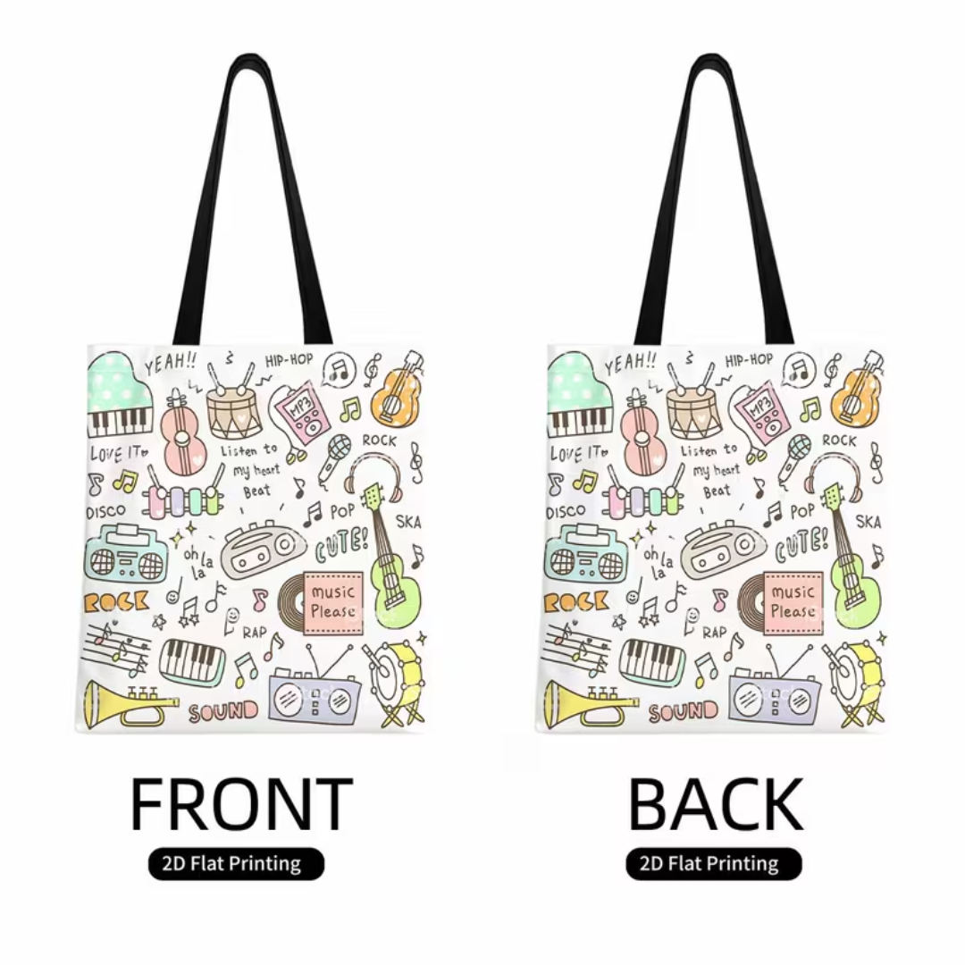 Bolsa Tipo Tote Bag Diferentes Intrumentos Musicales
