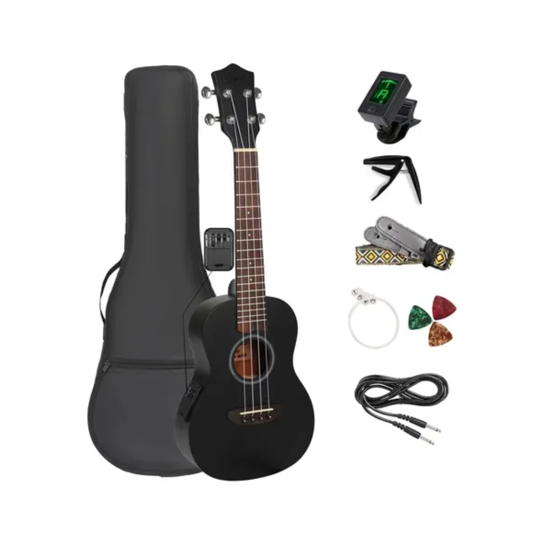 Jidyous Kit de Ukulele Concierto Electroacústico Con Funda Y Accesorios PA23EUK