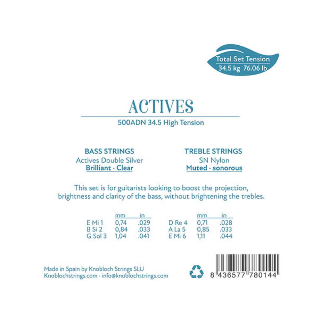 Cuerdas de Guitarra Clásica Knobloch Actives SN Nylon Double Silver 500ADN Tensión Alta