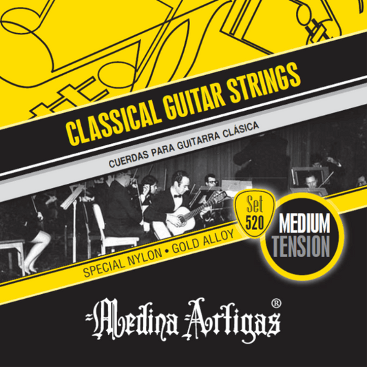 Cuerdas para guitarra clásica Medina Artigas SET 520 Tensión Normal Entorchado Dorado