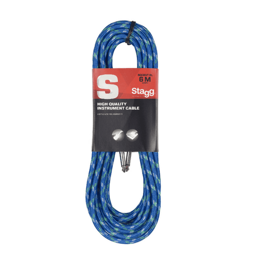 Cable de Instrumento Tela Tweed Reforzado Stagg Color Azul 6 metros