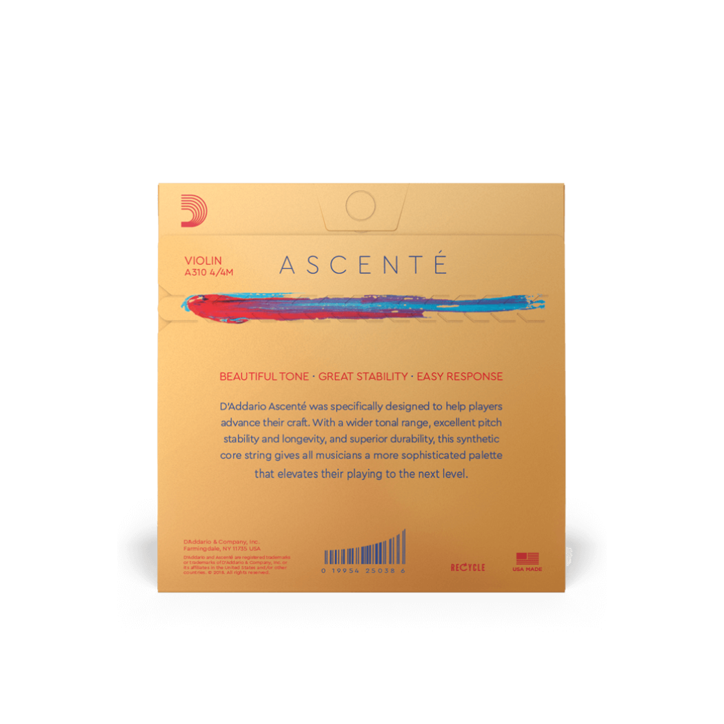 Juego de Cuerdas para Violín D’Addario ASCENTÉ Escala 4/4 Tensión Media