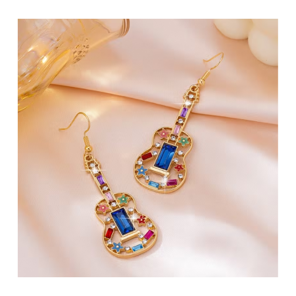 Aretes con Forma de Guitarra con Pedrería