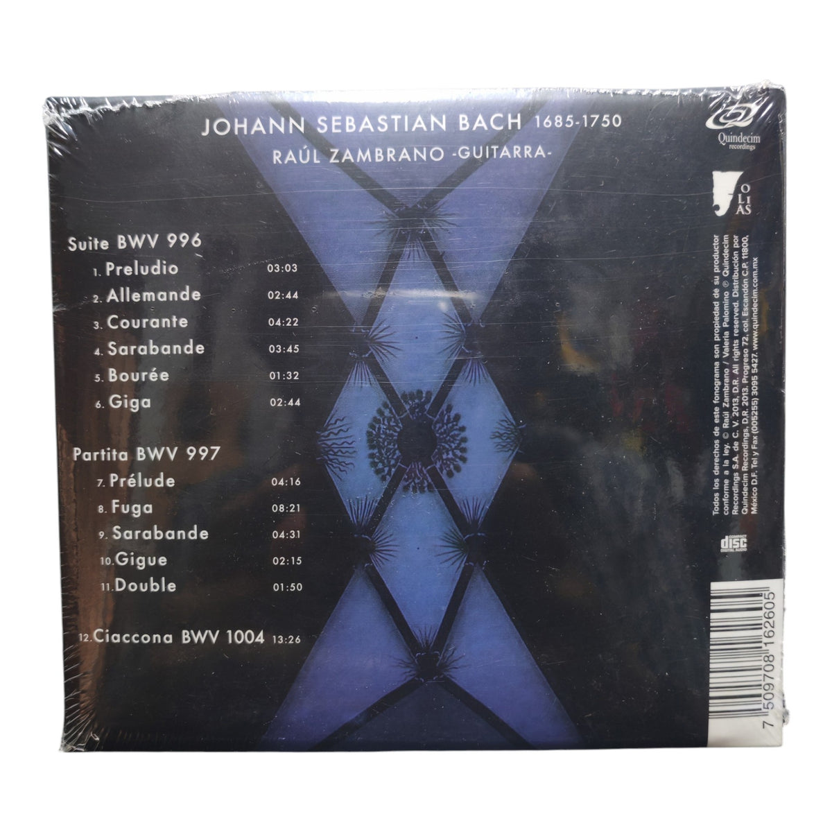 CD Disco Compacto "BACH" de Raúl Zambrano