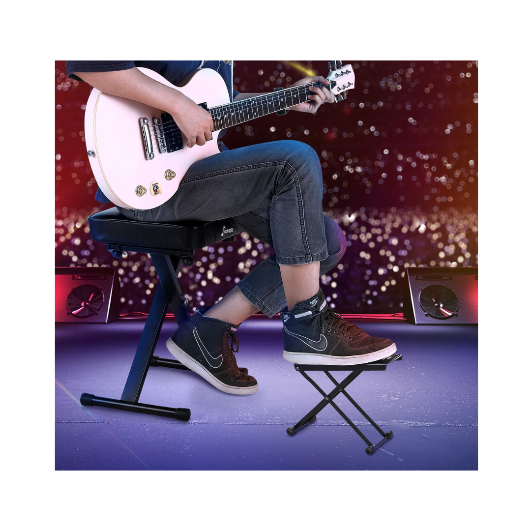 Donner Banco Pie Metálico Para Guitarrista Ajustable 6 Alturas FS-11B