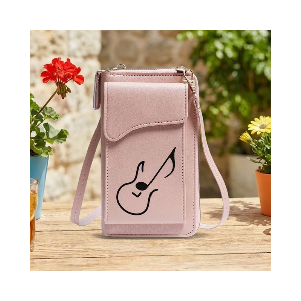 Cartera Bolsa Cruzada con Estampado de Guitarra Abstracta