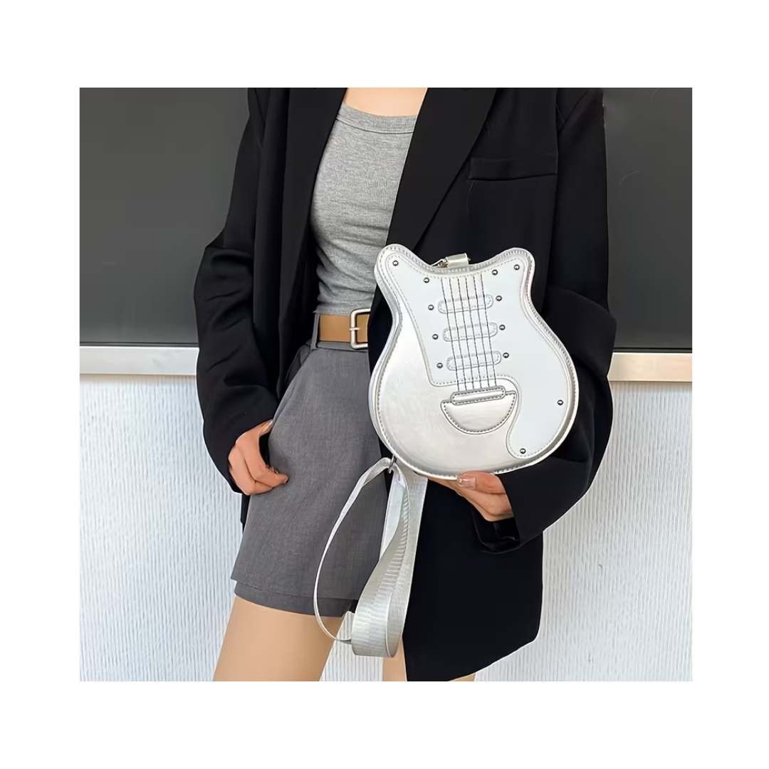 Bolsa Cruzada Guitarra Color Plata
