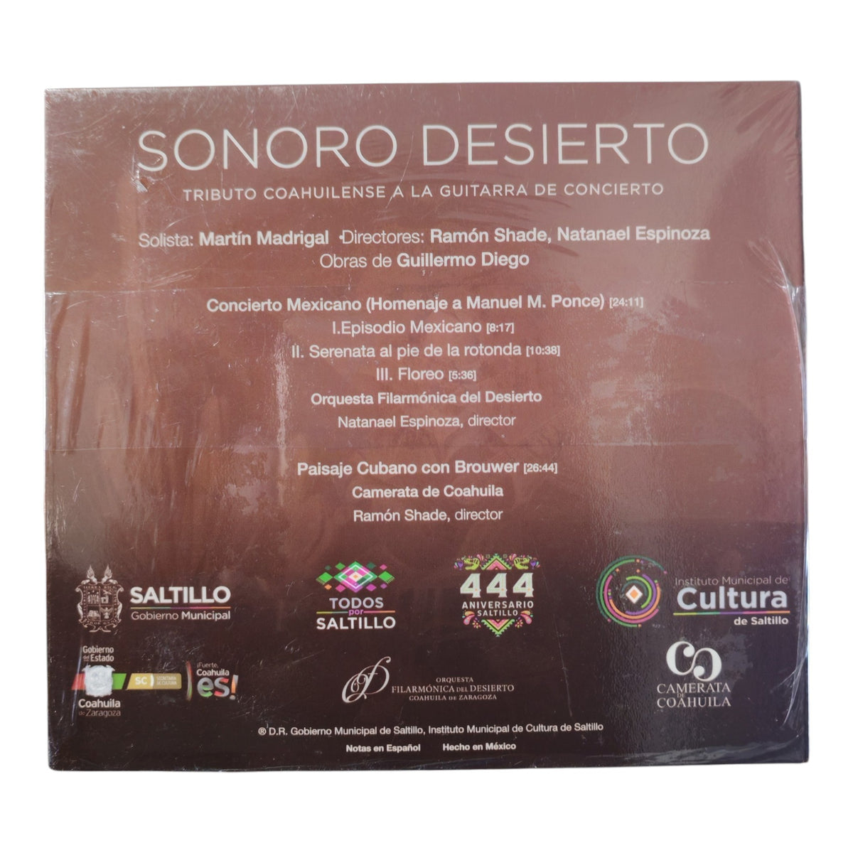 CD Disco Compacto "Sonoro Desierto Tributo Coahuilense a la Guitarra de Concierto"