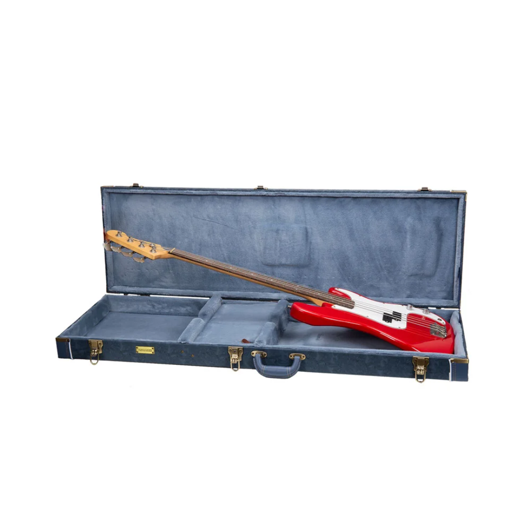 Crossrock Estuche de Cuero Estampado Para Bajo Precision y Jazz Bass CRW630BSB Smoke-Blue