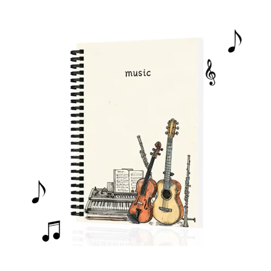 Cuaderno Pautado A4 Diseño de Instrumentos de Orquesta 50 Hojas