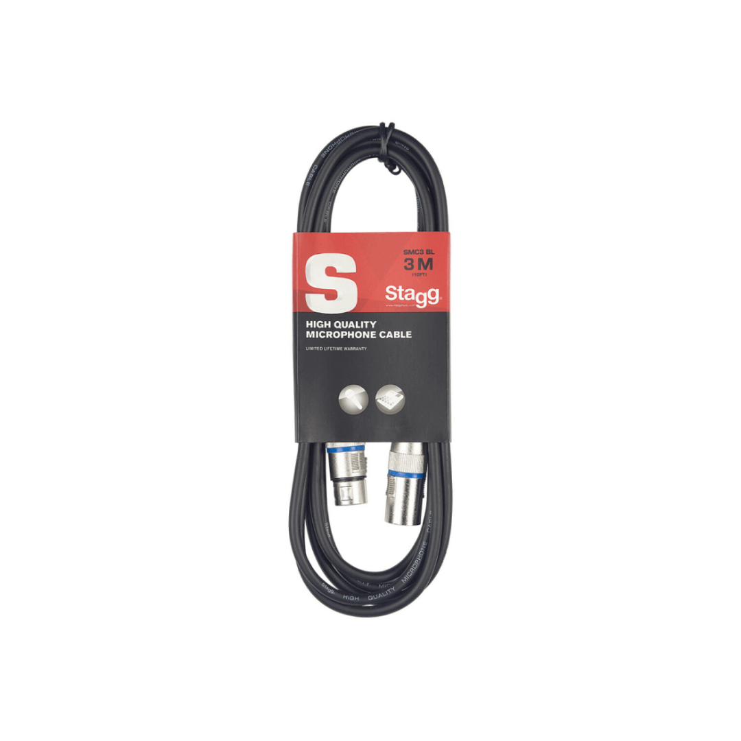 Cable De Micrófono XLR / XLR (M / F), 3 M, Stagg Anillo Azul SMC3 BL
