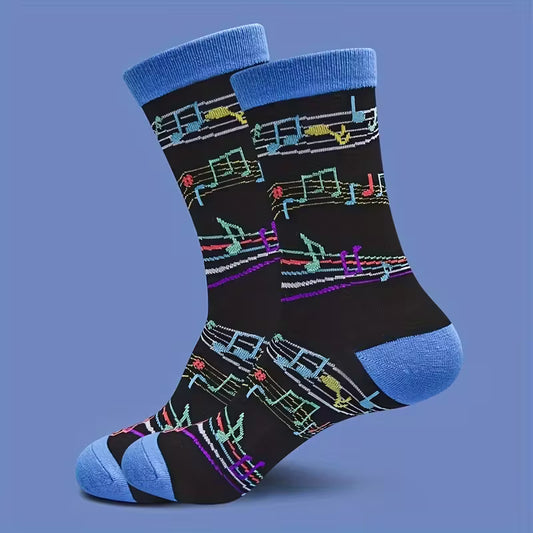 Calcetas Con Diseño Notas Coloridas