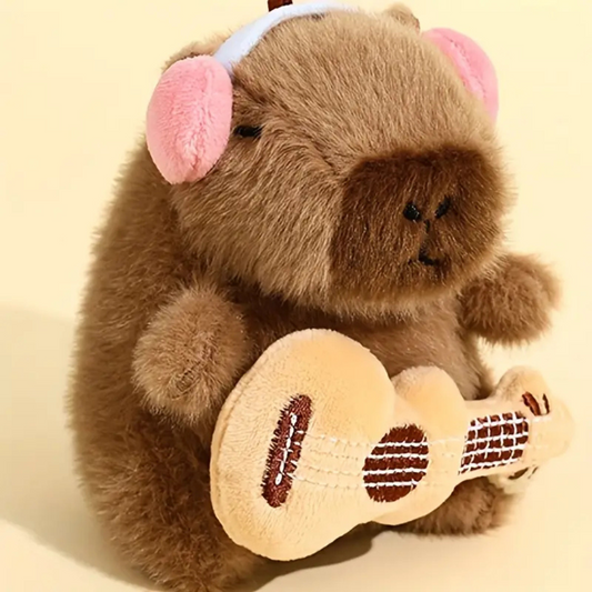 Peluche Mini Llavero Capibara Guitarrista