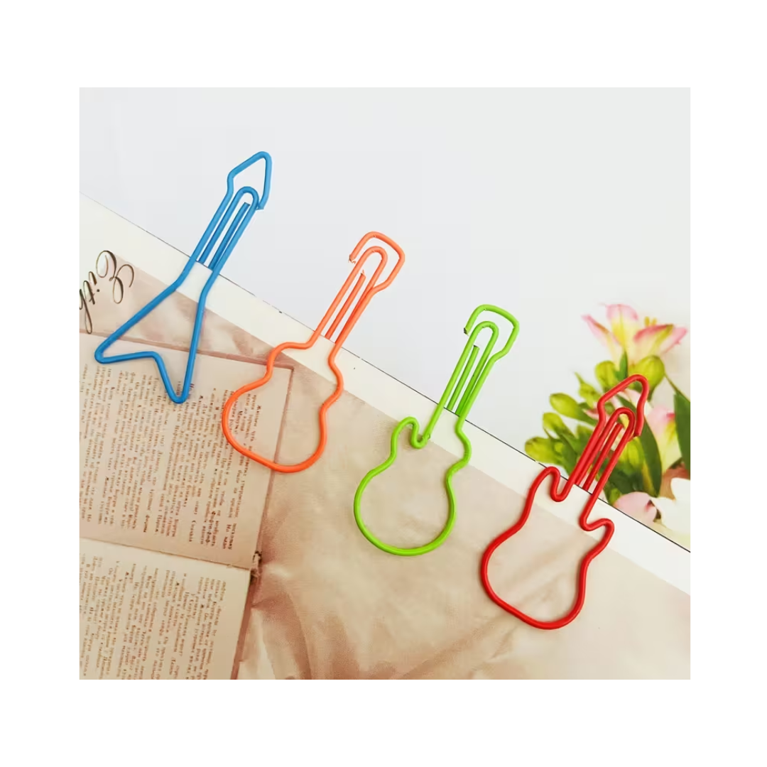 Clips de Papel en Forma de Guitarras de Varios Colores