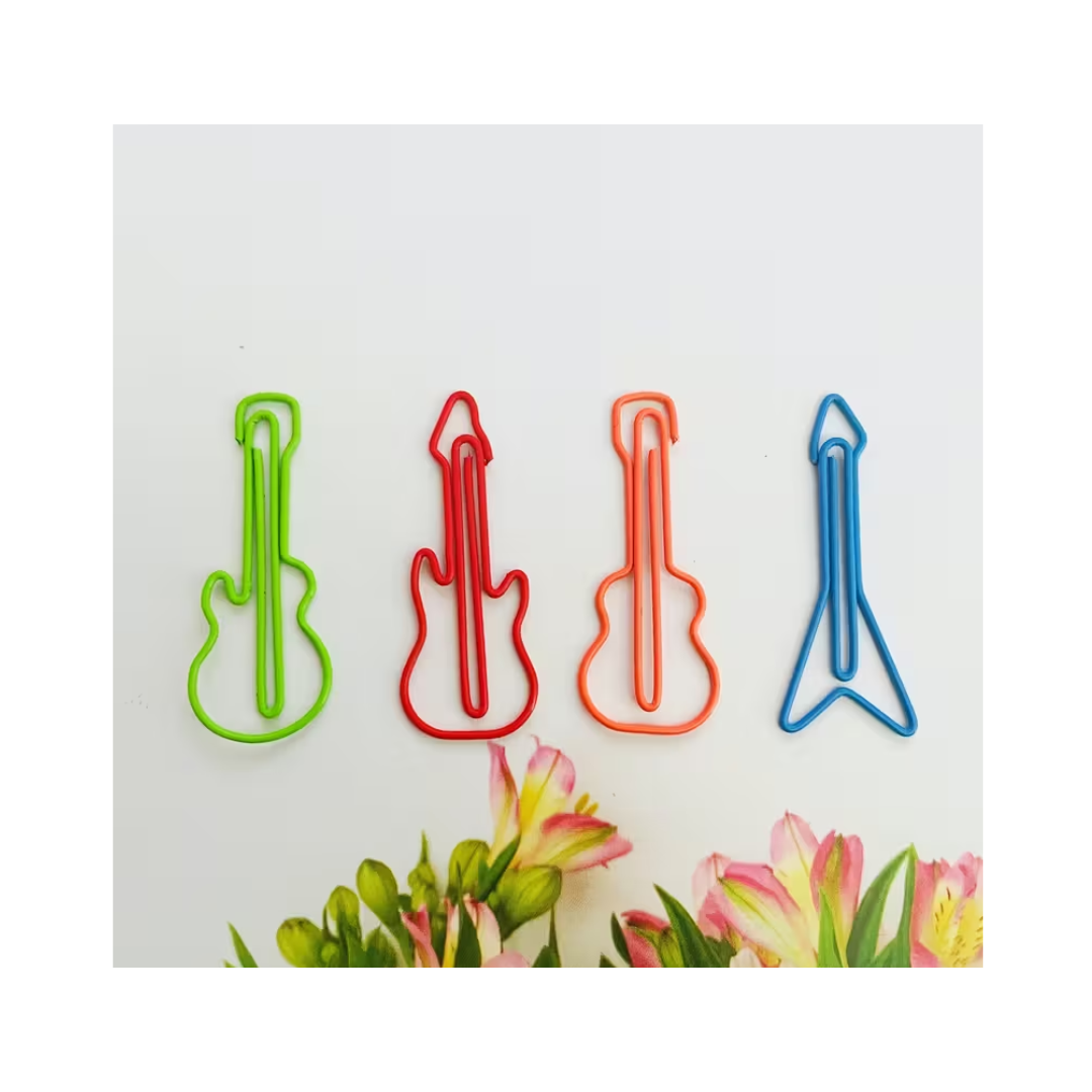 Clips de Papel en Forma de Guitarras de Varios Colores