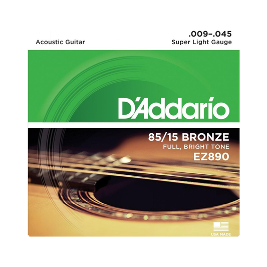 Daddario Cuerdas de Metal Para Guitarra Acústica EZ890-E 85/15 Bronce
