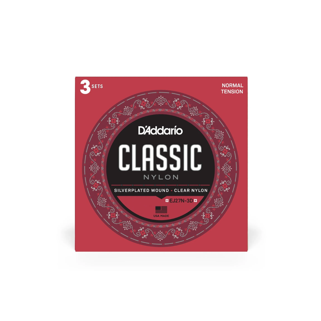 Daddario Classic 3 Sets Nylon Tensión Normal EJ27N-3D Cuerdas Guitarra Clásica